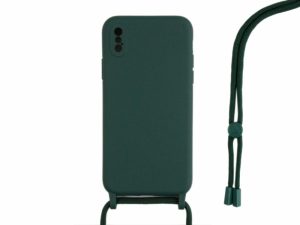 All Cases |   For Iphone X, Xs Tpu Necklace Cord Cover Dark Green