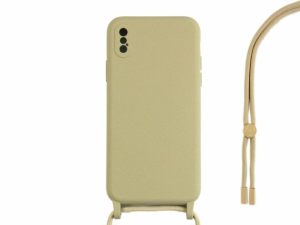 All Cases |   For Iphone X, Xs Tpu Necklace Cord Cover Gold