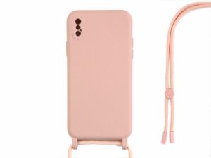 All Cases |   For Iphone X, Xs Tpu Necklace Cord Cover Pink