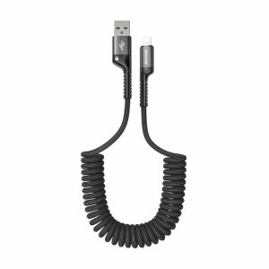 Cables |   Rxuc17Al Retractable Spring Cable Usb-A To Lightning Black