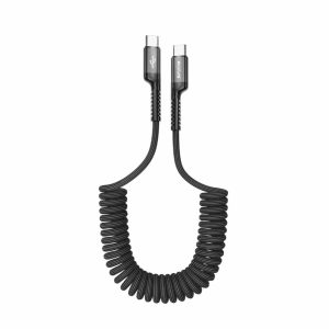 Cables |   Rxuc17C Retractable Spring Cable Type-C To Type C Black