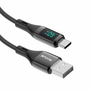 Cables |   Rxuc28Ac Braided Usb To Usb-C Cable With Led Display 1M Black