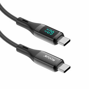 Cables |   Rxuc28C Braided Usb-C Cable With Led Display 1M Black