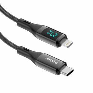 Cables |   Rxuc28L Braided Usb-C To Lightning Cable With Led Display 1M Black