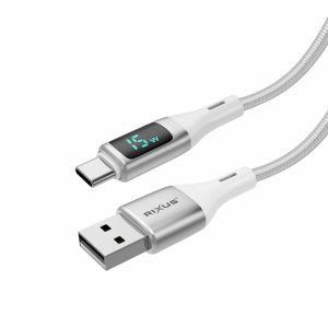 Cables |   Rxuc29Ac Braided Usb-A To Usb-C Cable With Led Display White