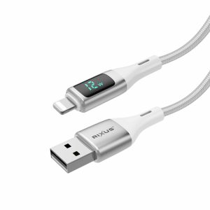 Cables |   Rxuc29Al Braided Usb-A To Lightning Cable With Led Display White