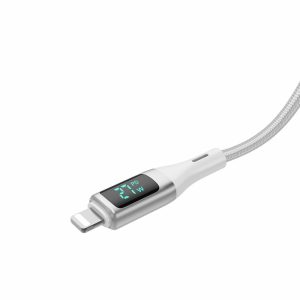 Cables |   Rxuc29L Braided Usb-C To Lightning Cable With Led Display White