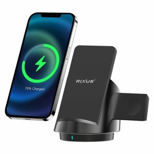 Chargers |   Rxwc57 3 In 1 Wireless Fast Charger Stand Black